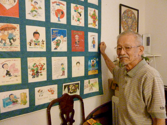 With some of his illustrations.